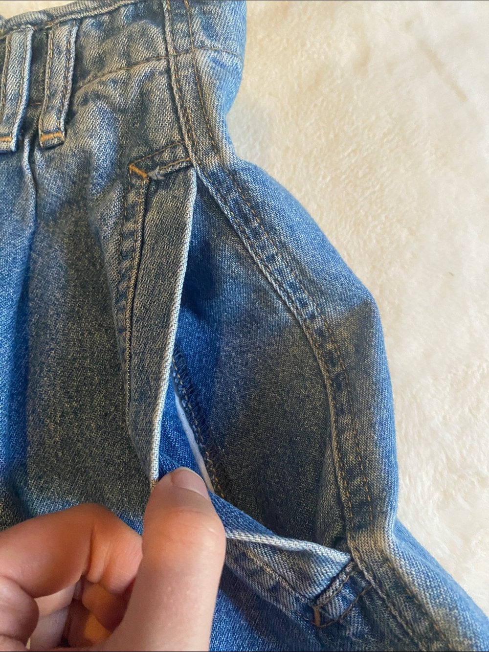 A line Gathered Waist Denim Skirt Knee Length Size 4 LizWear - Picture 5 of 6